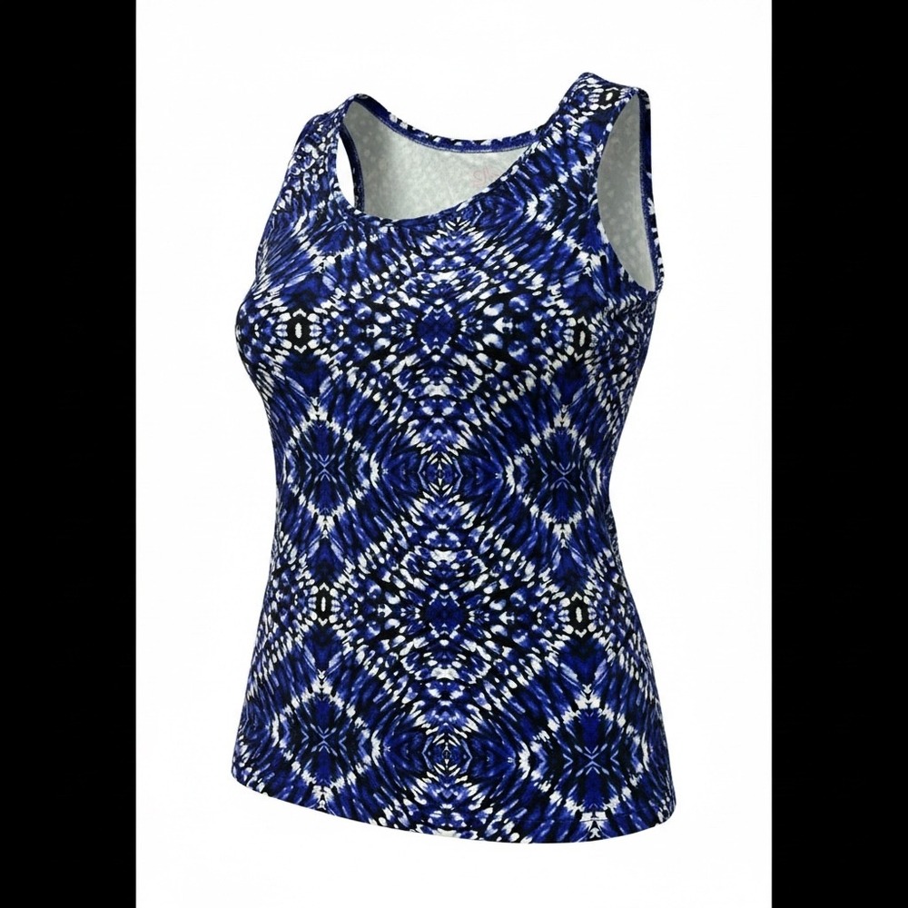 212 Collection Womens Blue Kaleidoscope Geometric Tank Top Sleeveless Small
